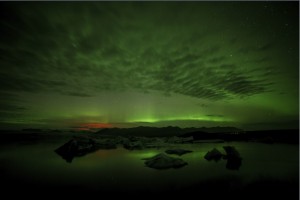 Luces verdes de la aurora boreal