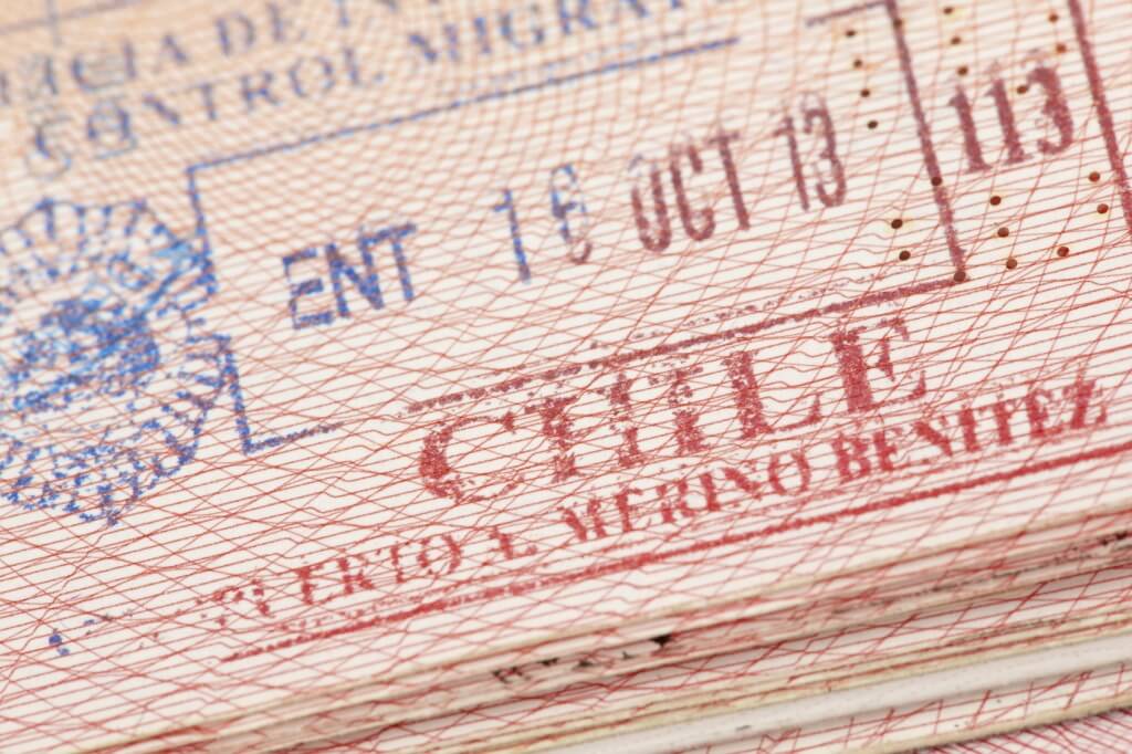Timbre chileno en pasaporte