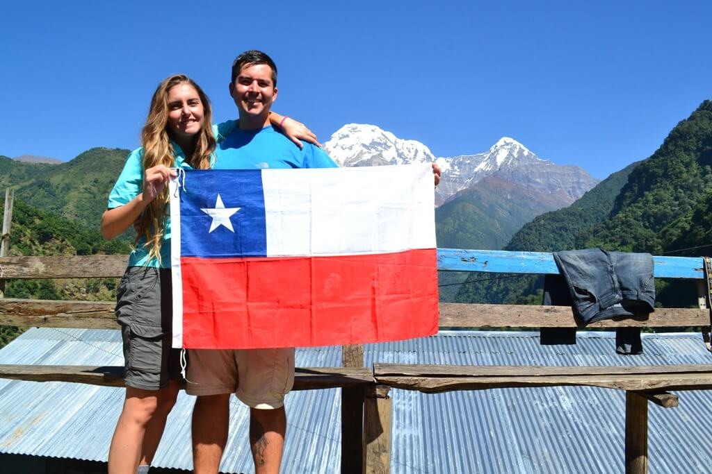 Bandera chilena en los Himalaya